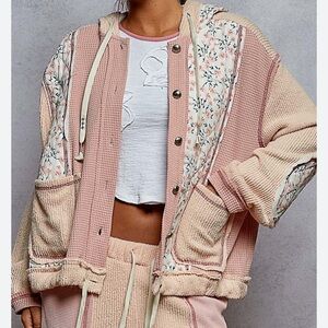 NWOT Pol Floral Patchwork Thermal Hoodie Jacket.